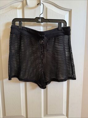 🌸Shade & Shore: Black Crochet Swim Cover-Up Shorts